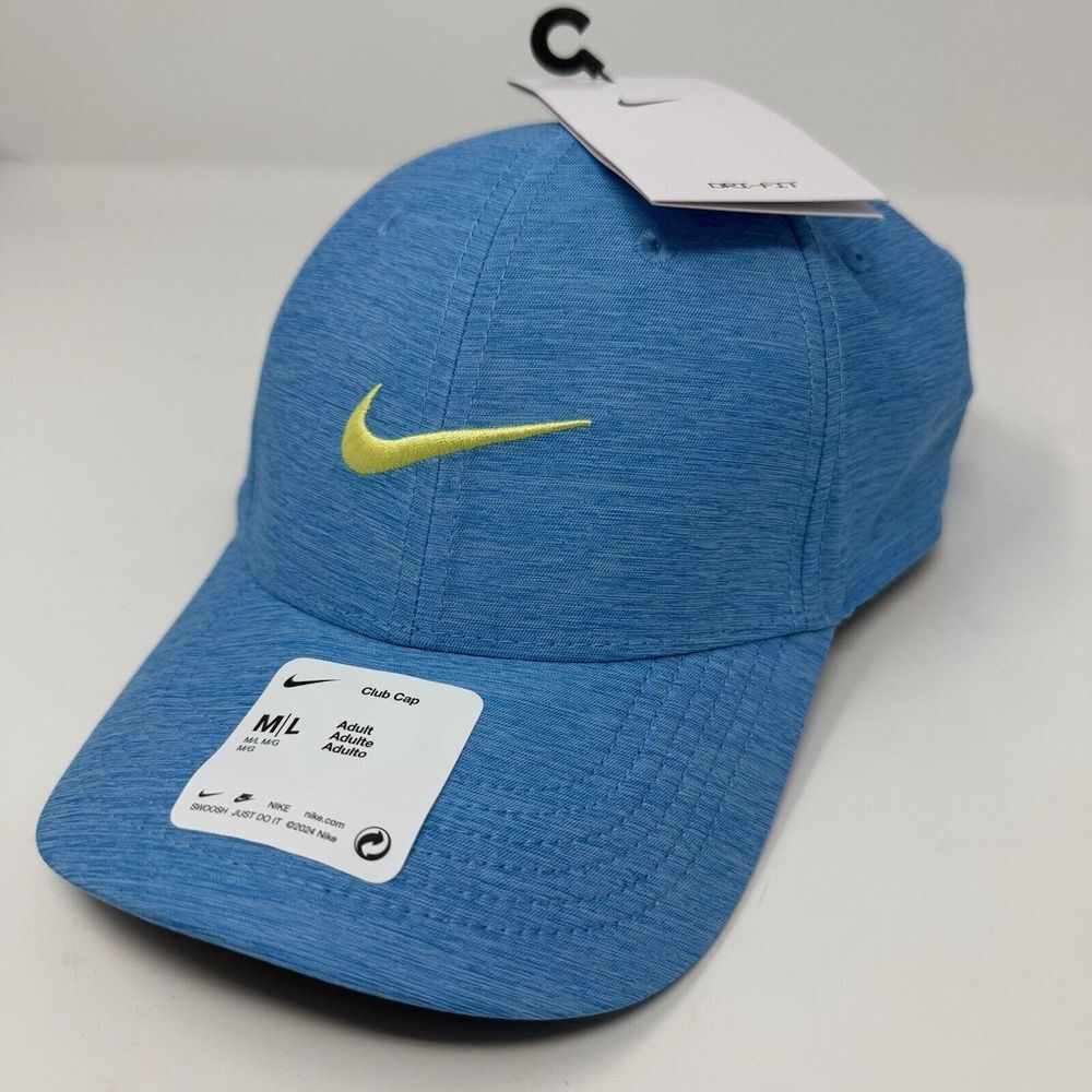 Nike Club Cap Unisex M/L Blue Adjustable Strapback Swoosh Structured Hat FB6451